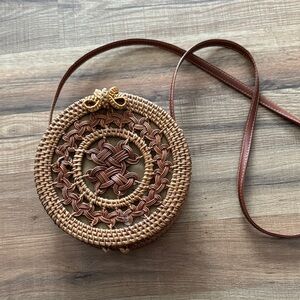 Artisan Woven Crossbody Bag - Tan